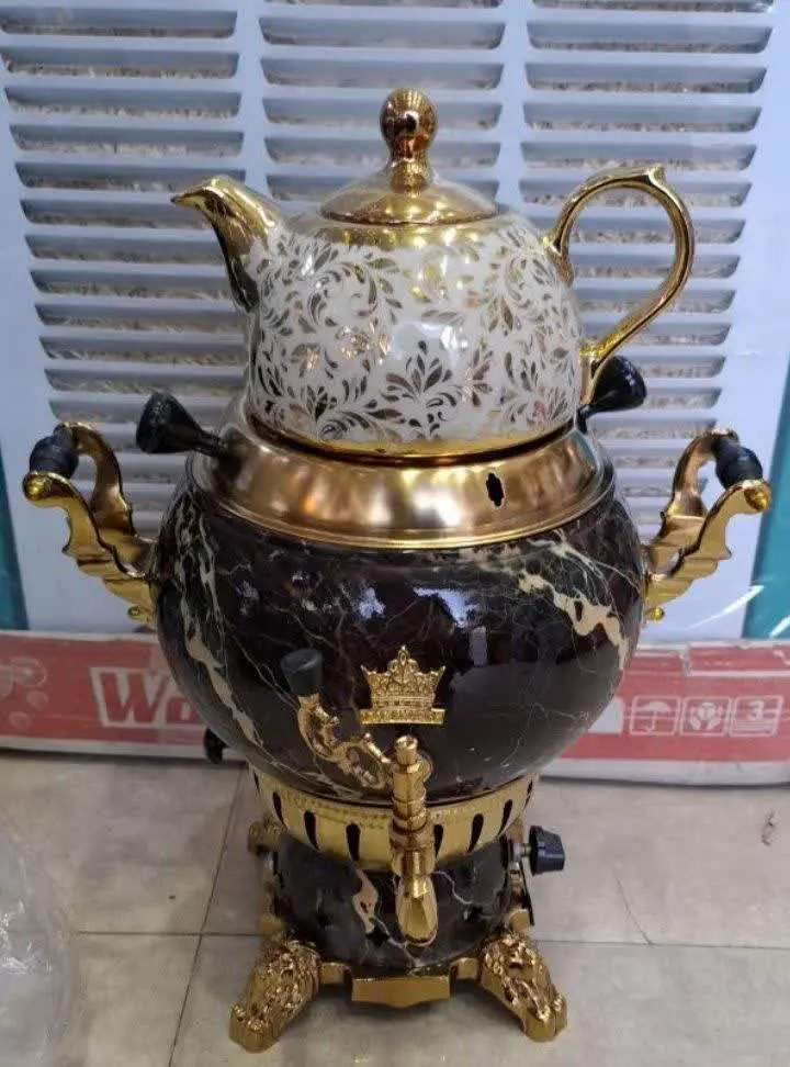 قوری و سماور طلایی و طرح سن...