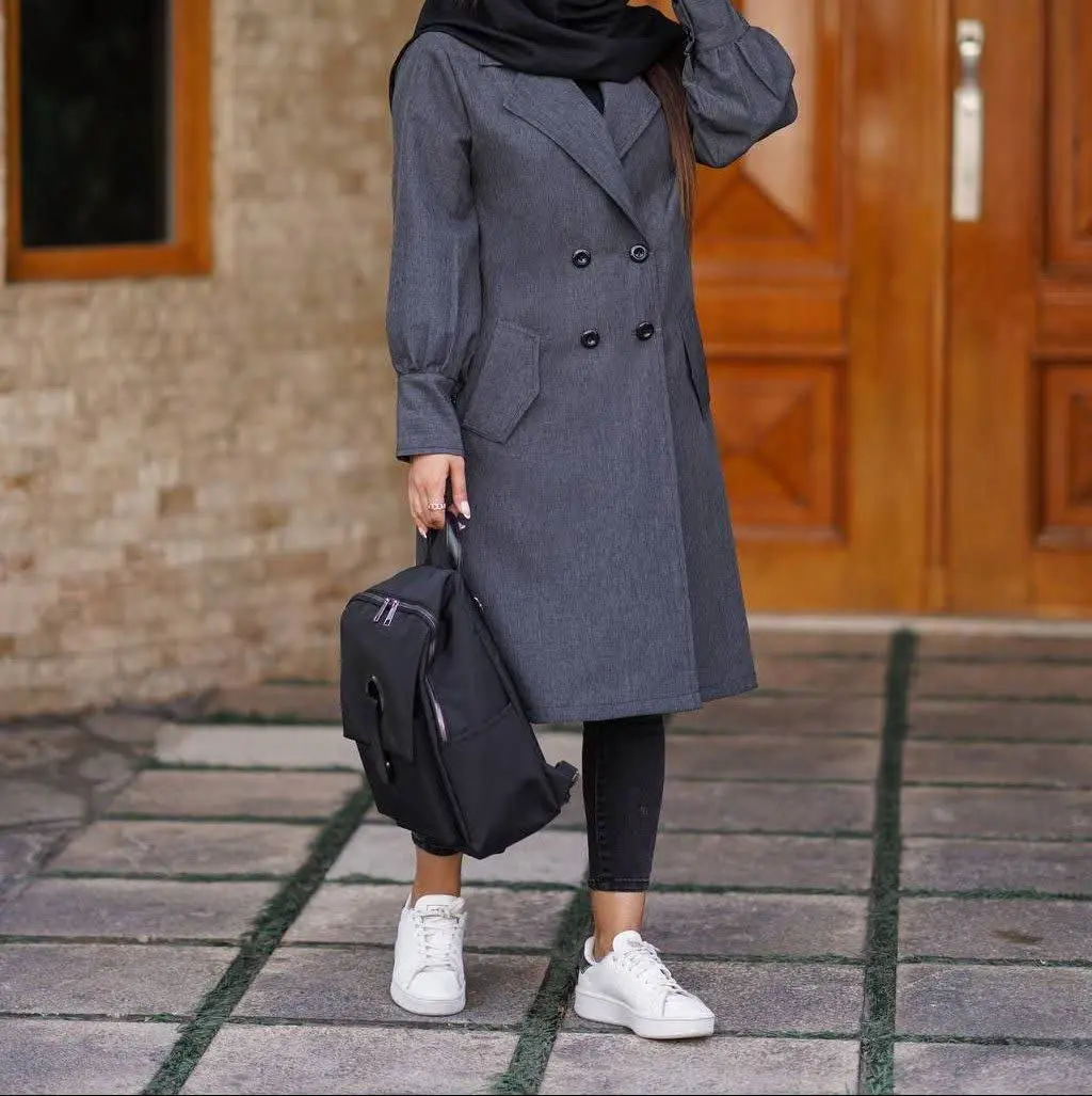 مانتو یقه انگلیسی چهار دکمه