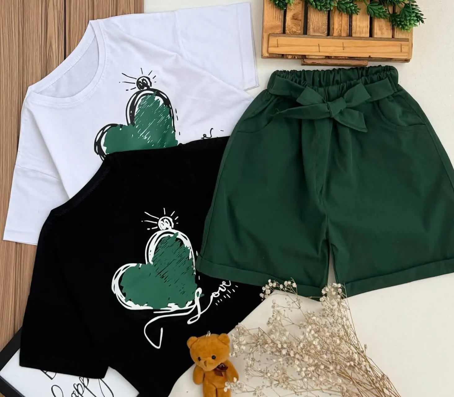 🔮کراپ‌ شلوارک دخترانه Love🔮
