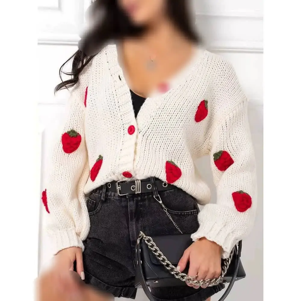 ژاکت بافت توت فرنگی🍓 طرح بر...