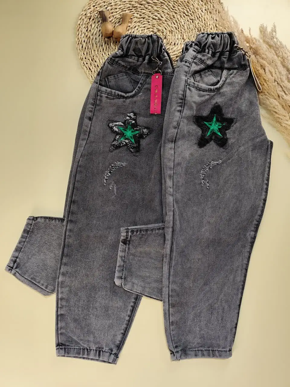 شلوار مام استایل ستاره سبز 
