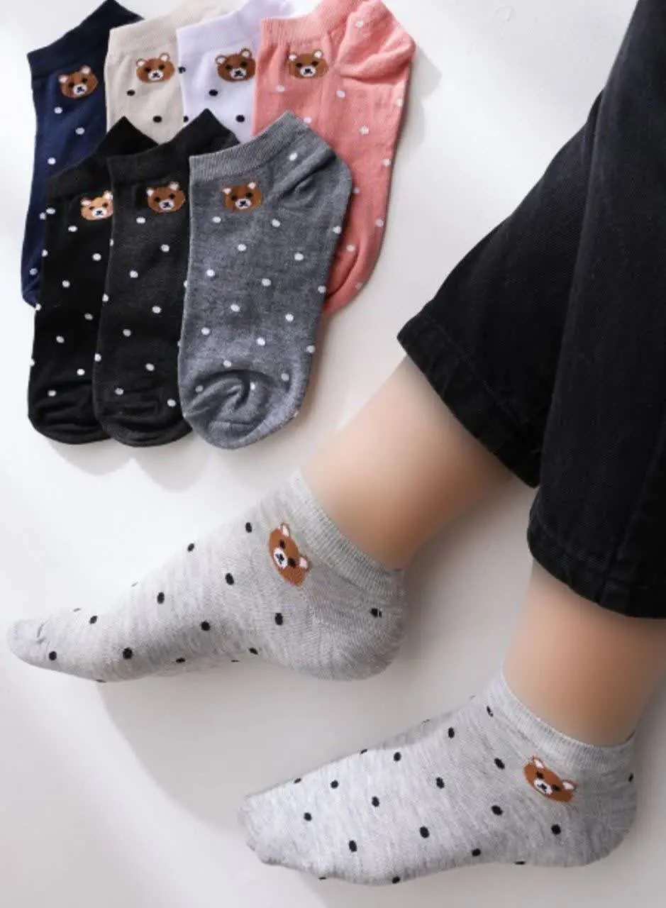 جوراب مچی زنانه خرس خالدار
