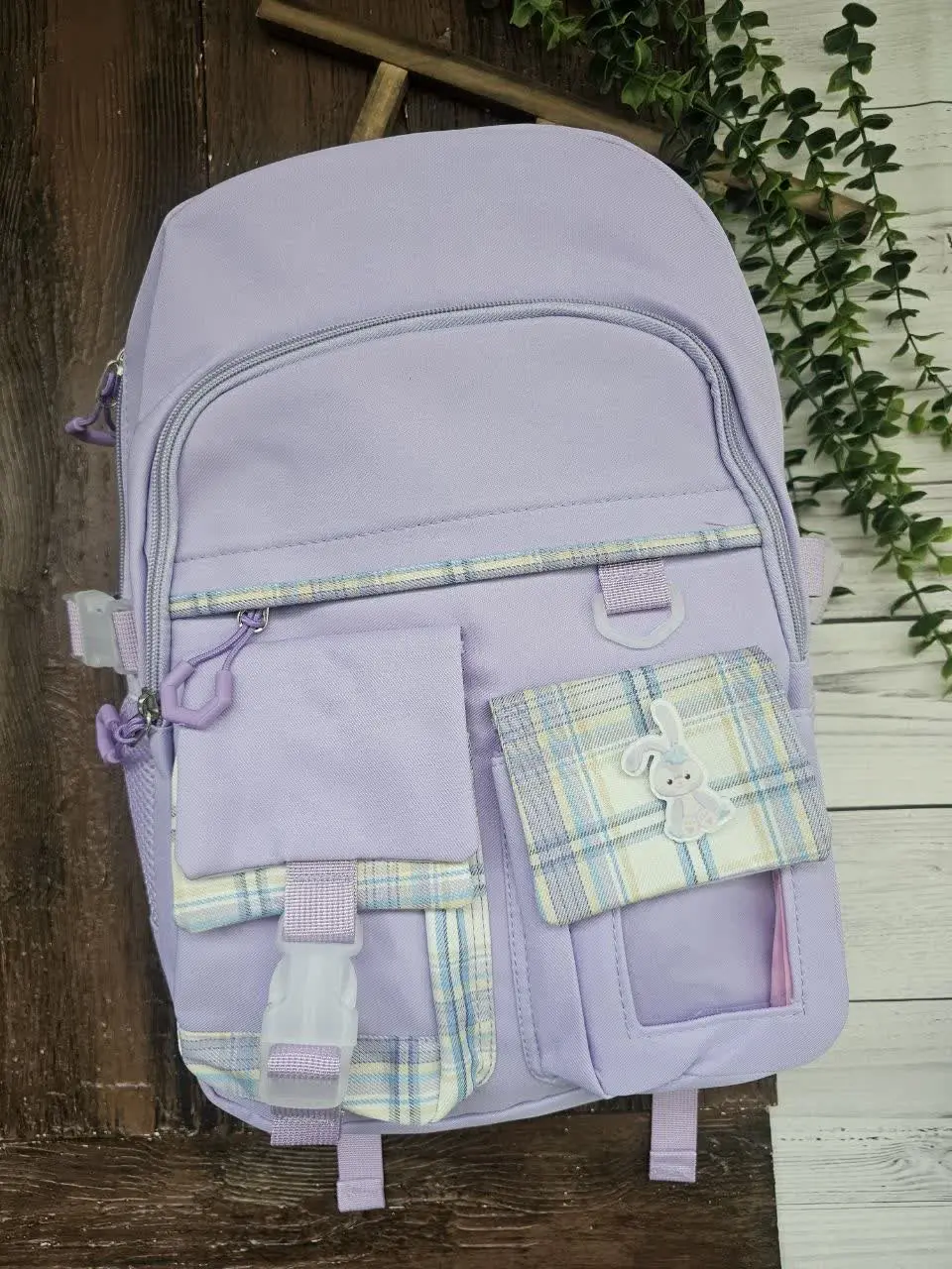 کوله پشتی دخترانه جیب چهارخونه
