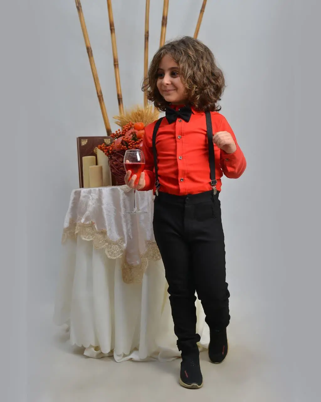 #ست #یلدایی چهار تیکه (#بلوز + #شلوار + ساسبند + پاپیون) 
