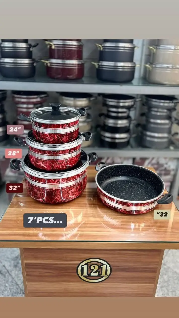 📌سرویس قابلمه ۷ پارچه طرح چدن ماربل داخل گرانیت😍👆
