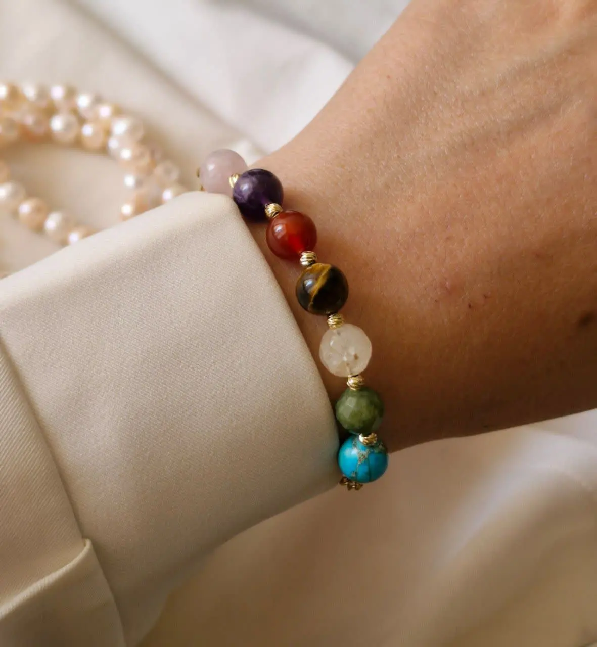 💟دستبند هفت سنگ مختلف با