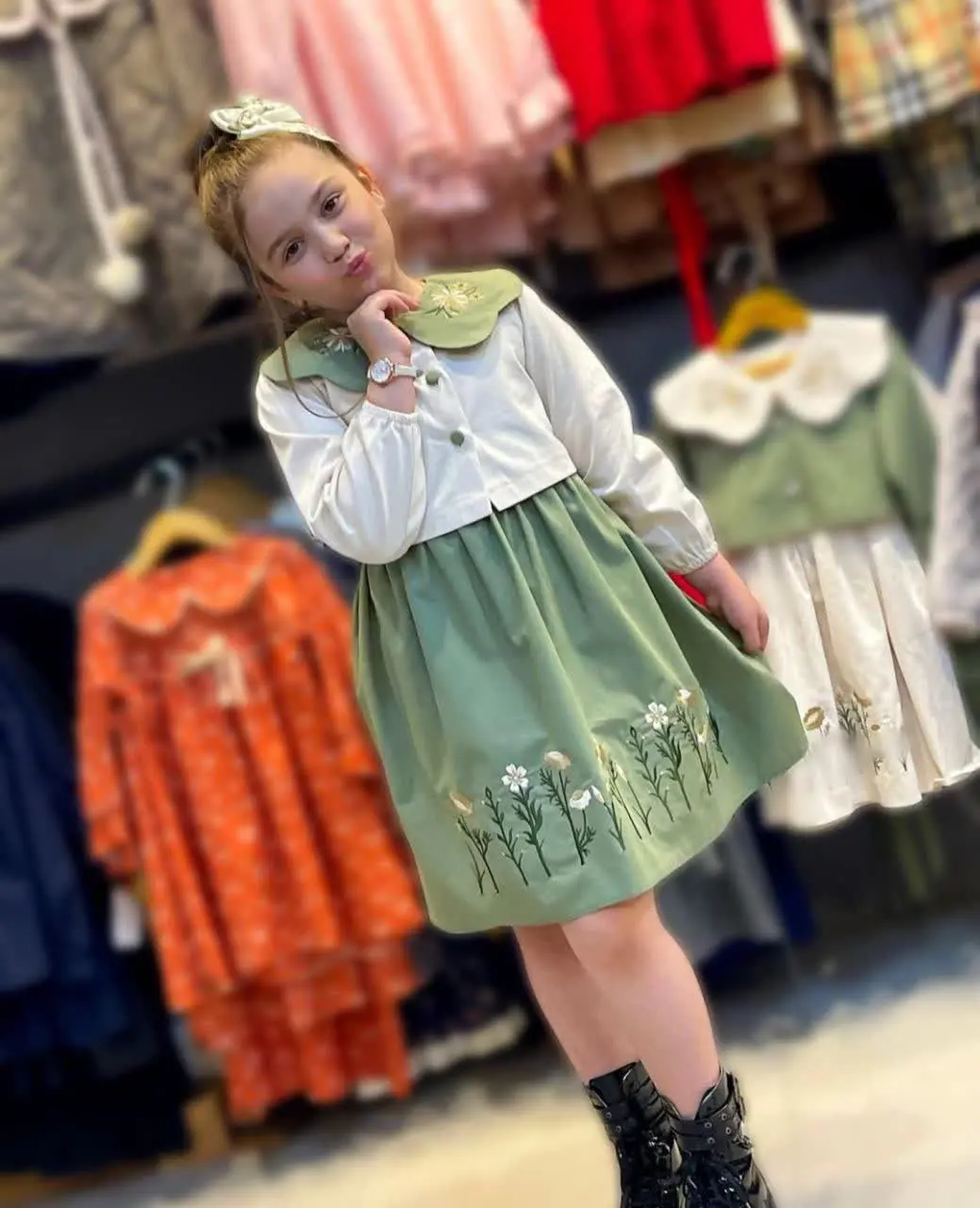 🎄کت سارافن کتان یقه گلدوزی...