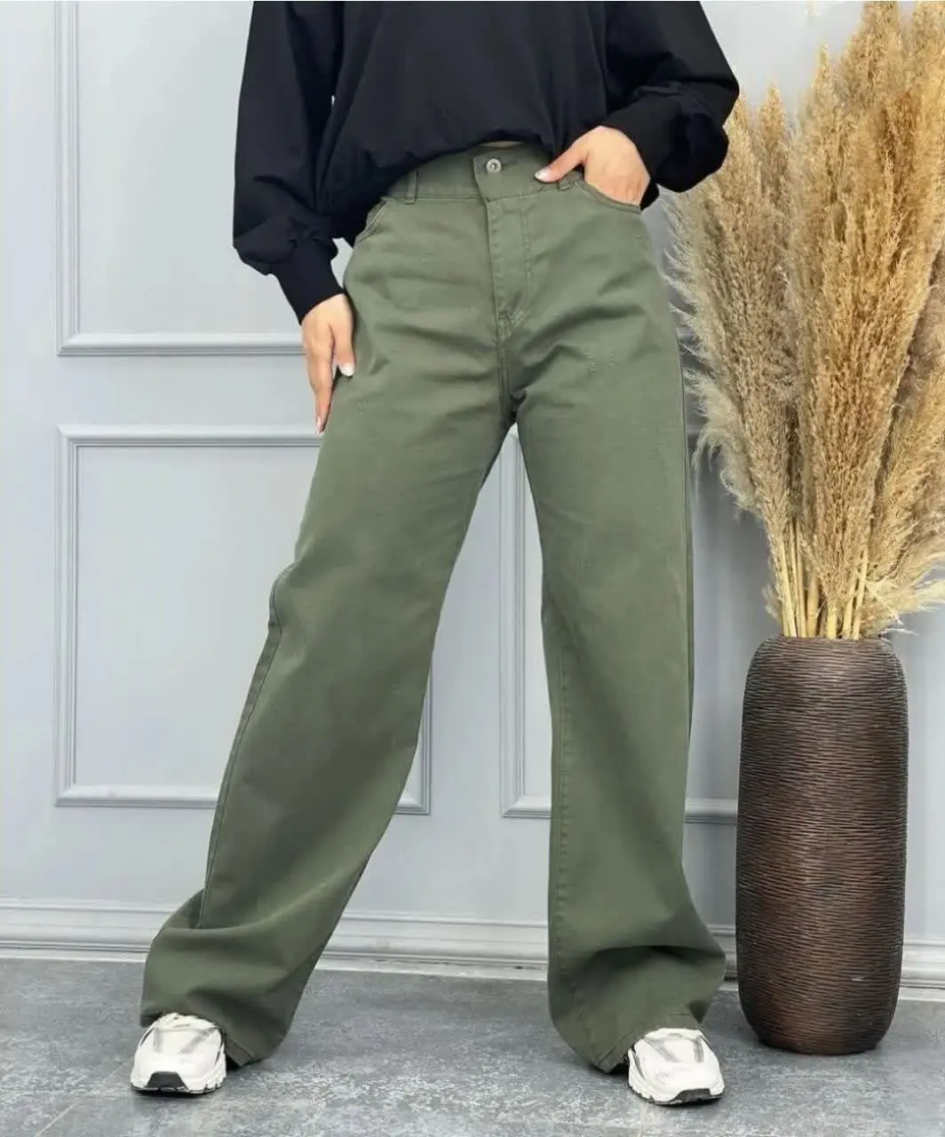 شلوار نیم بگ کتان