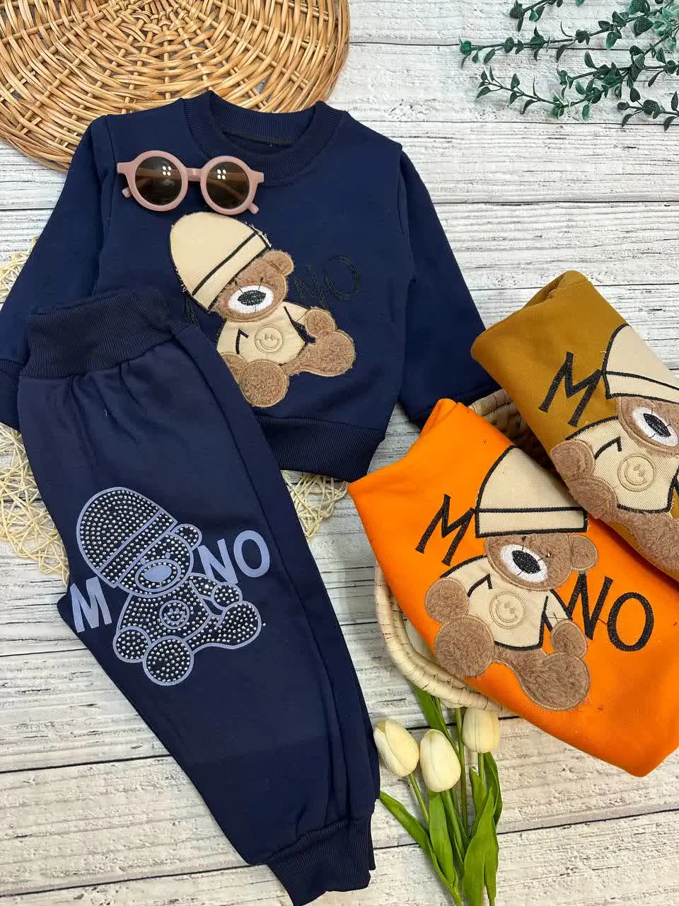 بلوز شلوار توکرکی تدی کلاهدار نوزادی و کودک کد ۱۷۳۰۶۳ 
