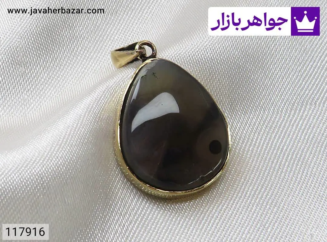 مدال طلاروس عقیق کبود چشم دار - کد ۱۱۷۹۱۶
