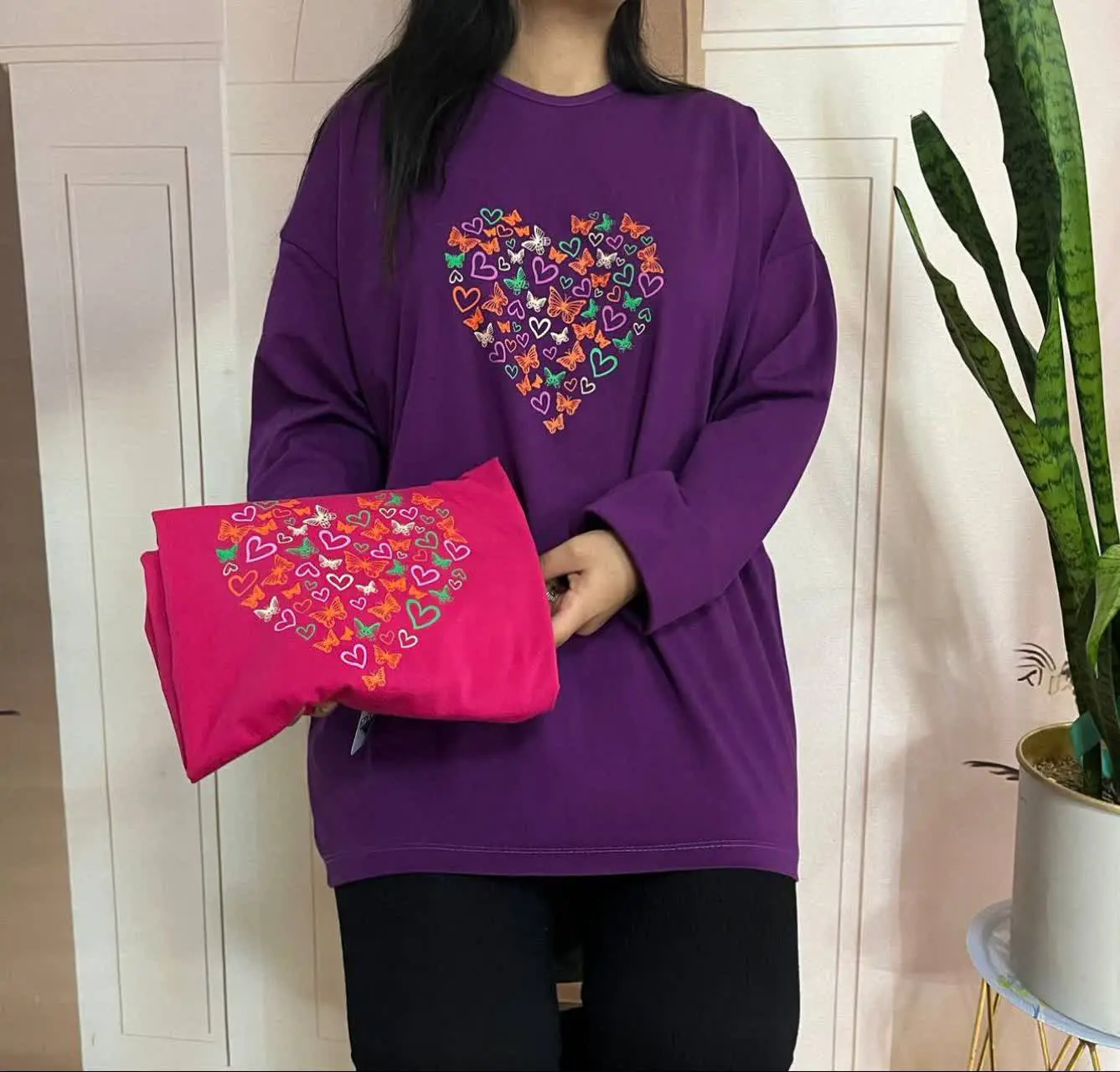 بلوز قواره بزرگ قلب و پروانه❤🦋