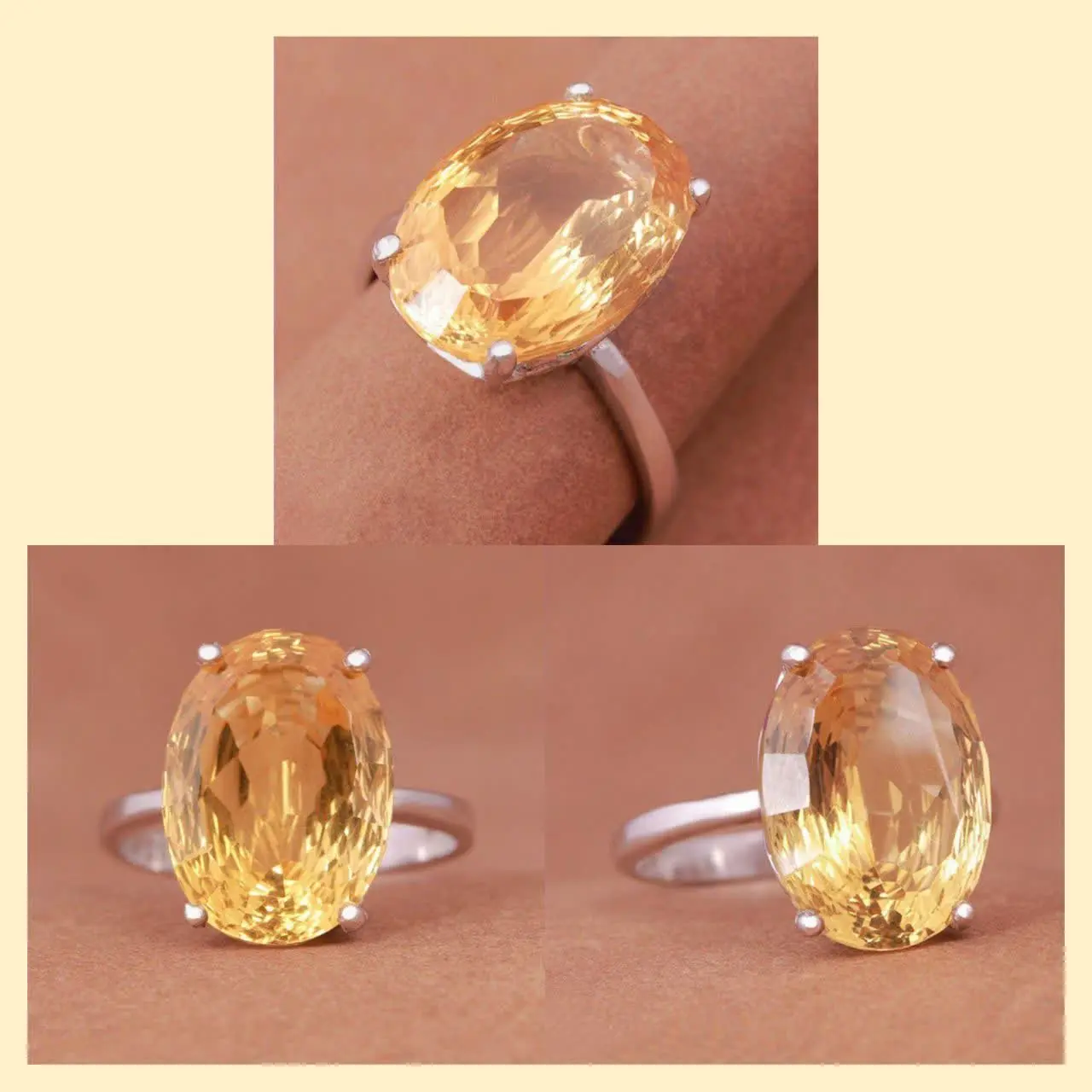 💎انگشترزنانه سیترین طلایی اصل