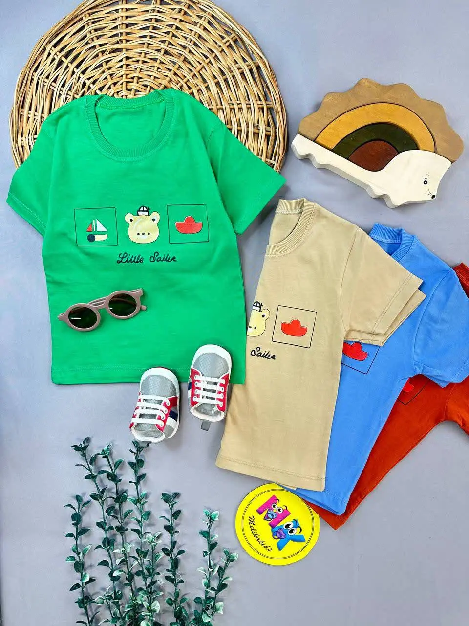 تیشرت تک طرح خرس و قایق نوزادی و کودک کد ۱۱۱۰۹ 
