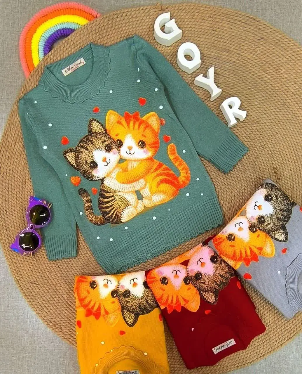 بلوز تک دو گربه دخترانه 🌟🌟🌟
