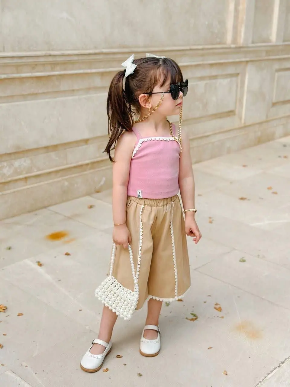 کراپ شلوار برمودا نوار دوزی
