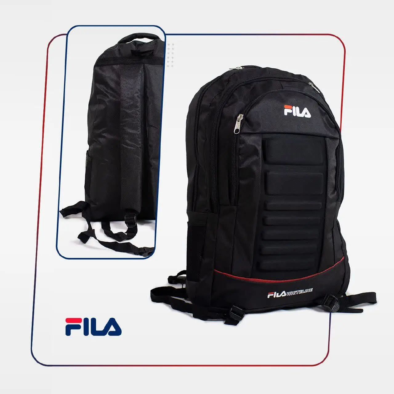 🔸 کوله پشتی Fila مشکی قرمز مدل ۱۹۰۰
