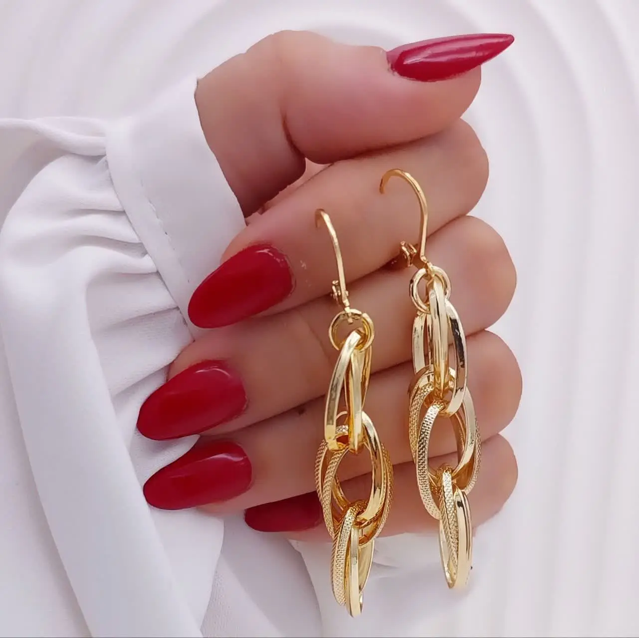 #گوشواره حلقه‌ای طرح طلا جدید😍
