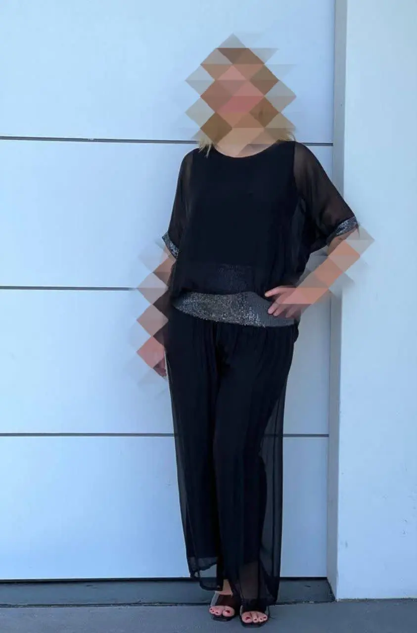 😍 شومیز شلوار حریر به همراه استر پاناما 
