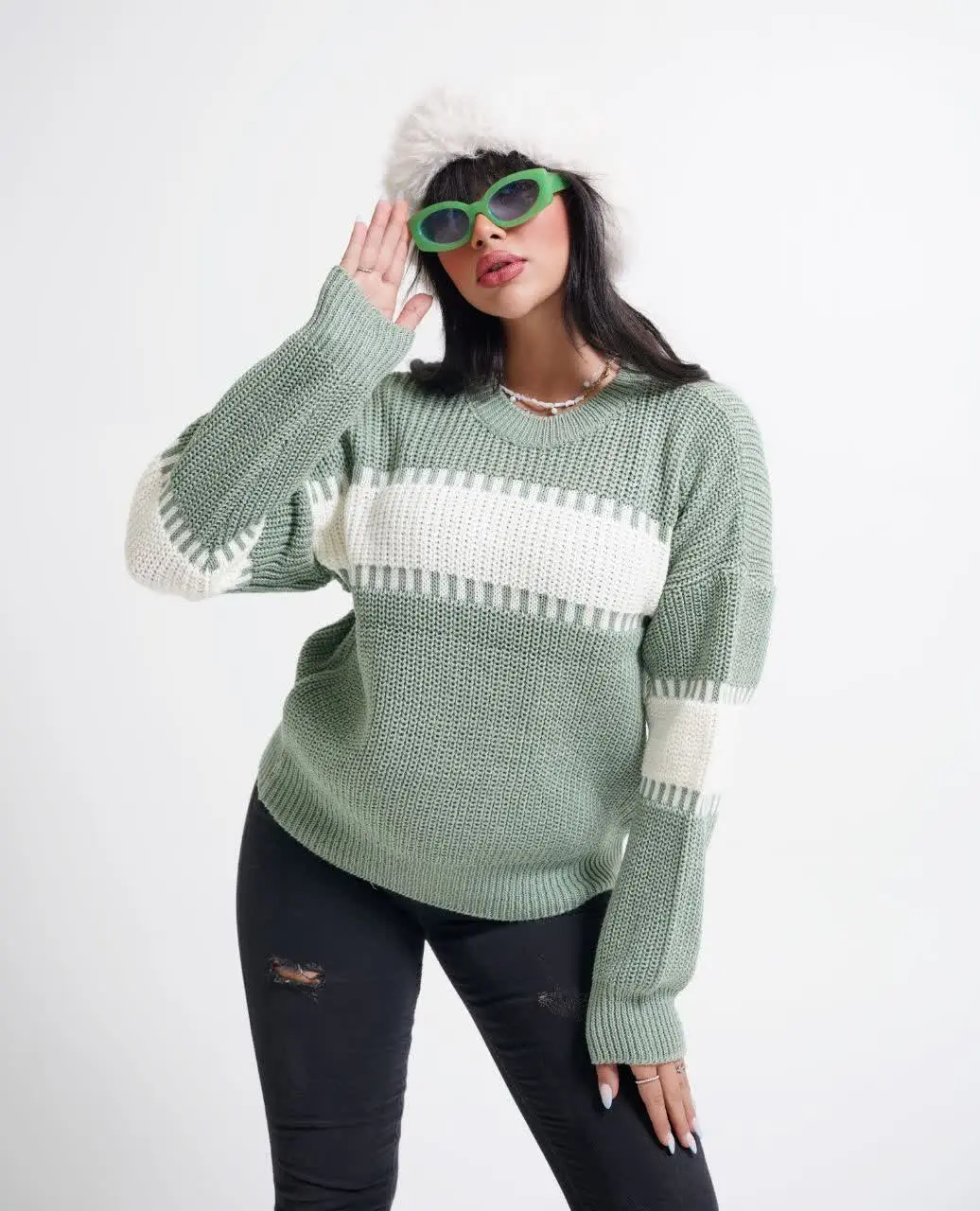 💥بلوز بافت سه راه راه جودون