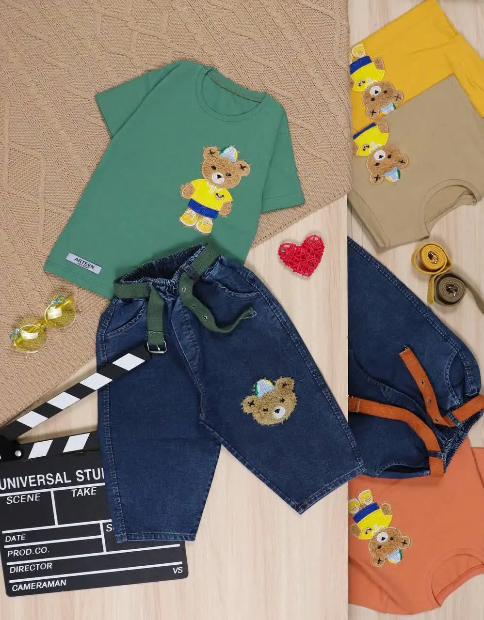 👫تیشرت و شلوارک جین خرس ایستاده👫
