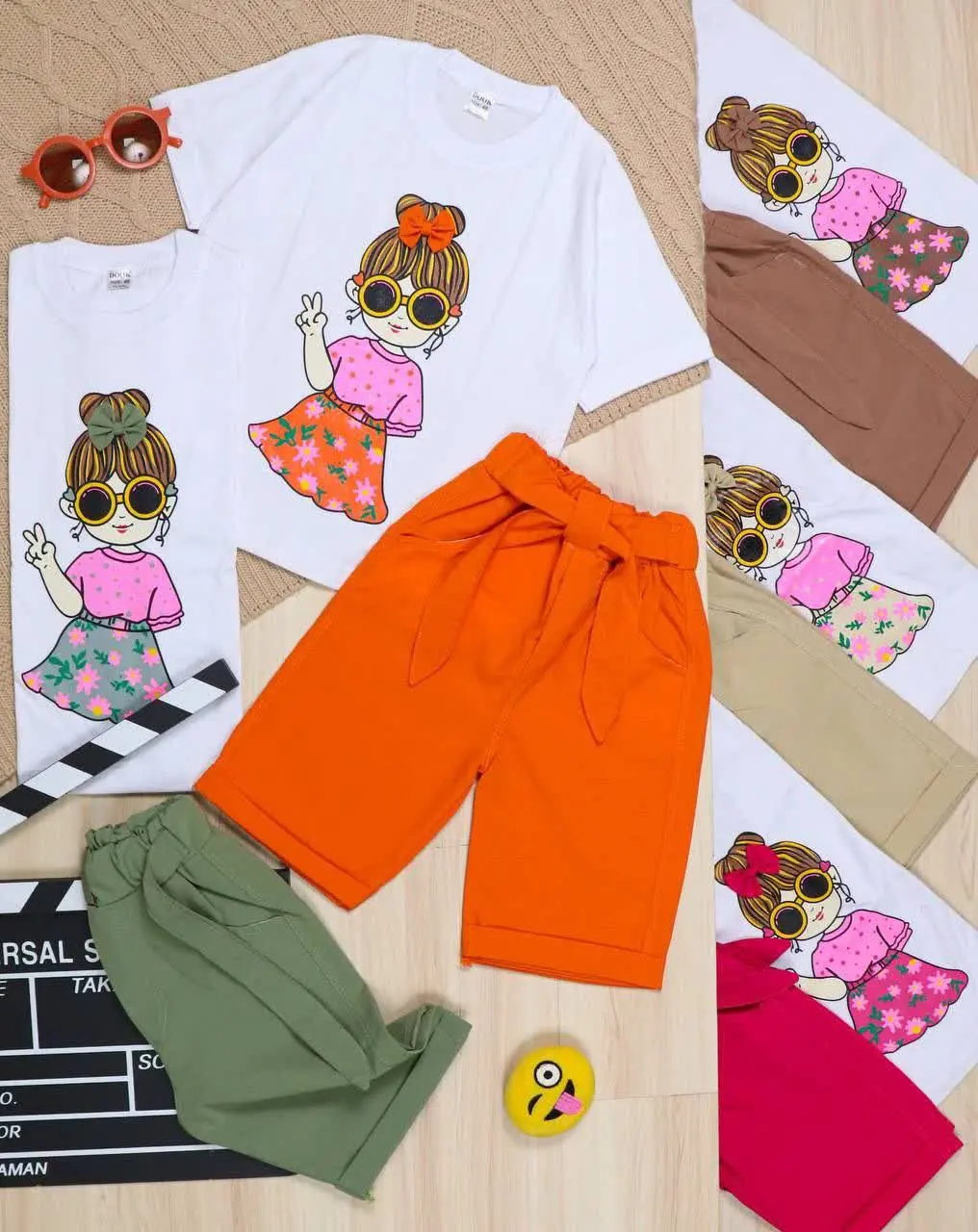 👫تیشرت و شلوارک پنبه/کتان دخترک👫
