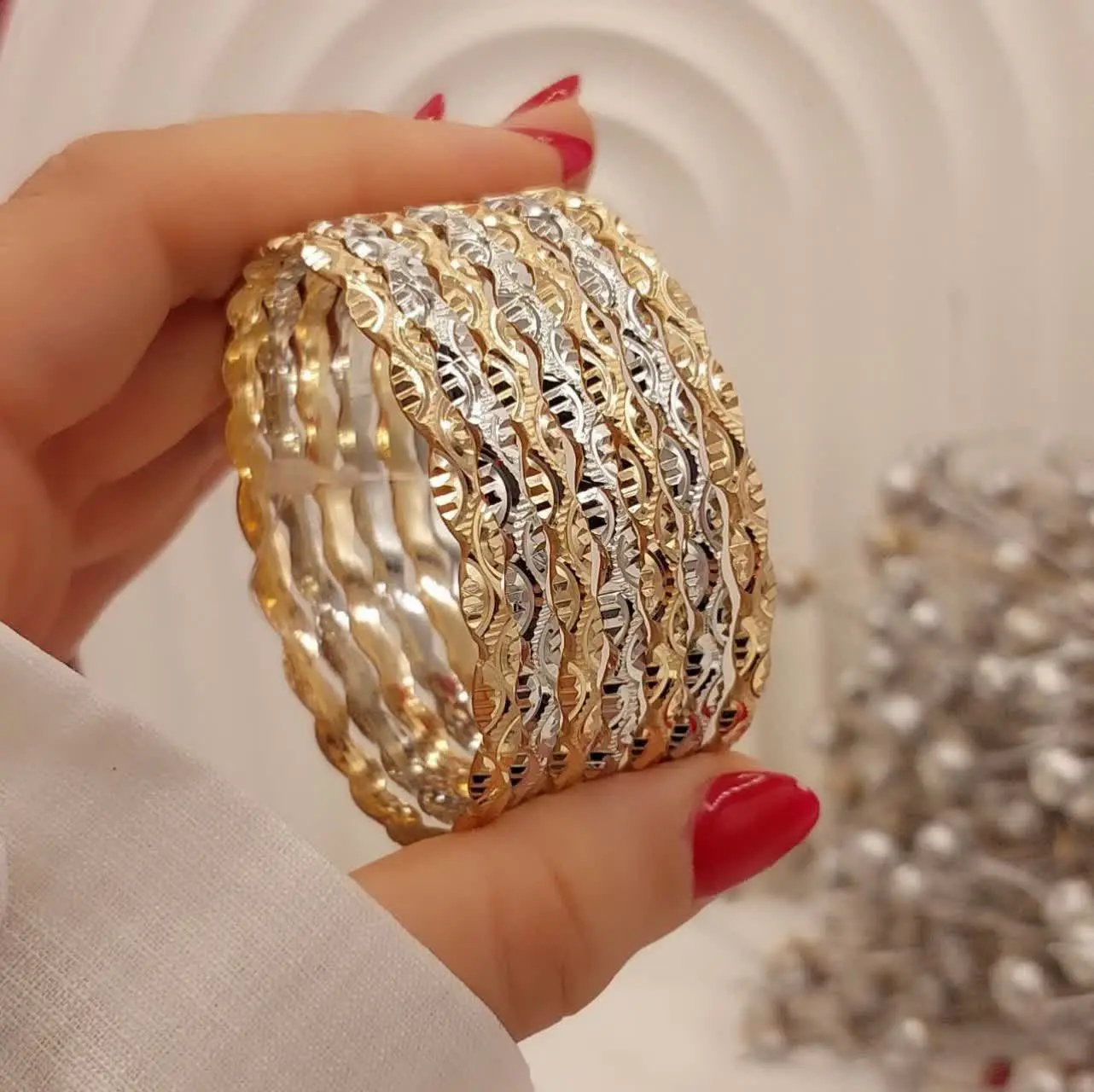 النگو ریز ۳میل دورنگ طلا روس✨💥