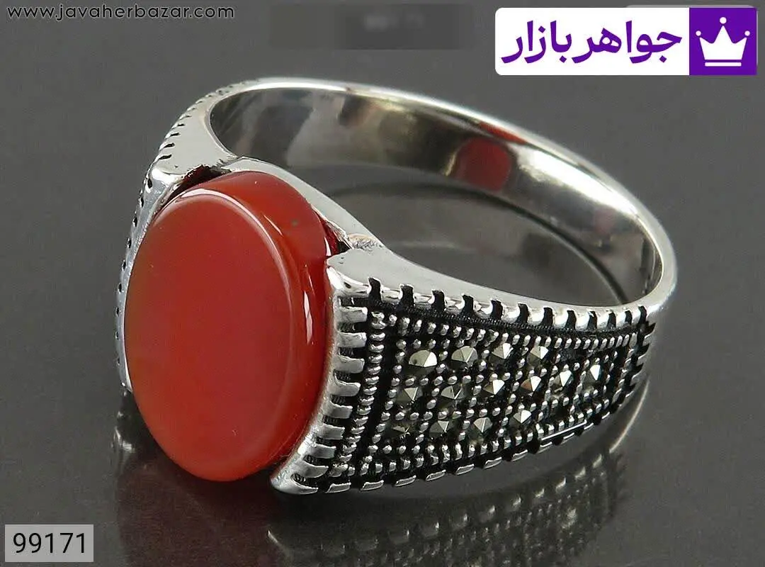 انگشتر نقره عقیق مارکازیت م...