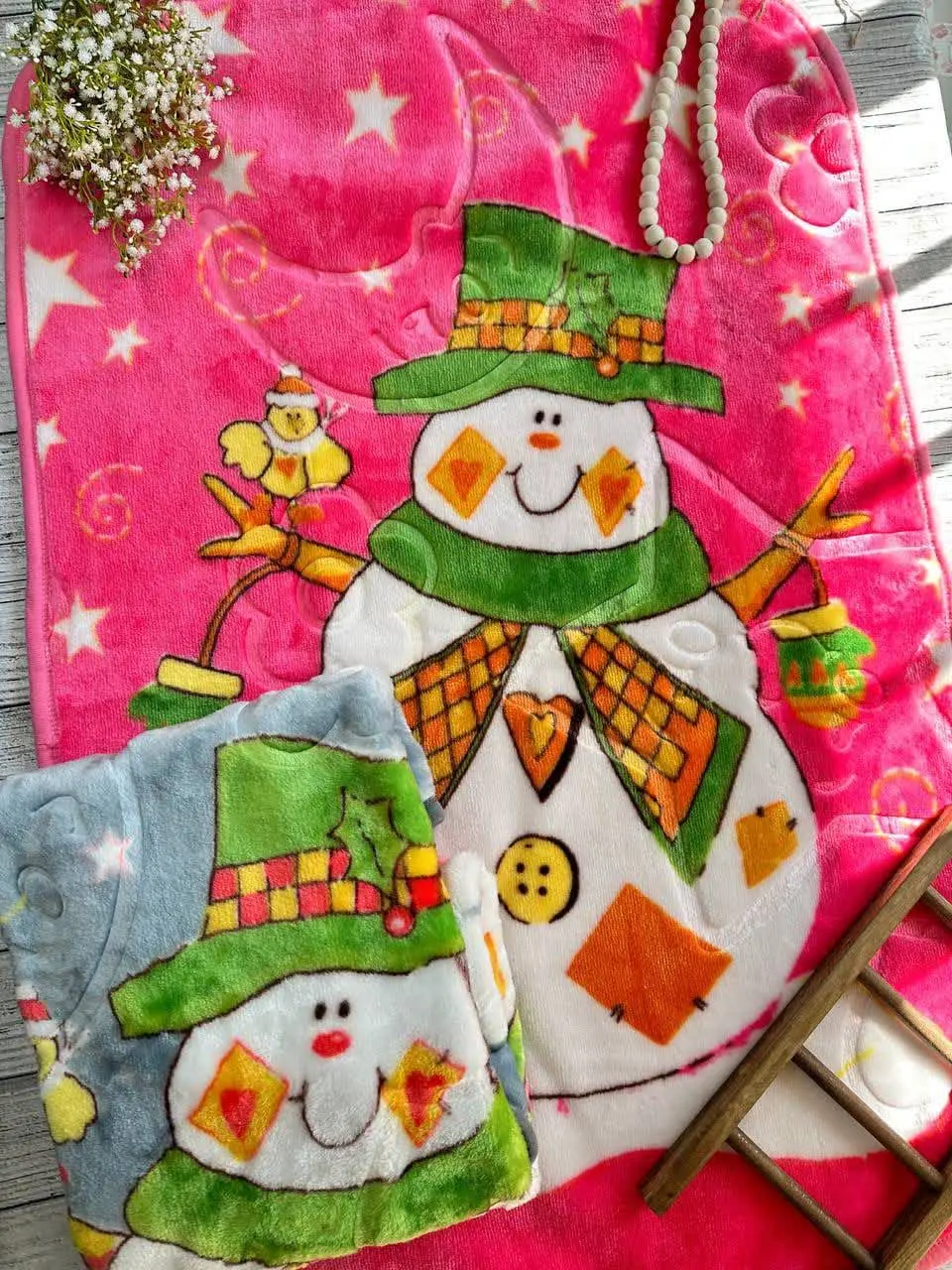 پتو زنبق طرح آدم برفی نوزادی و کودک کد ۲۹۰۱۰ 
