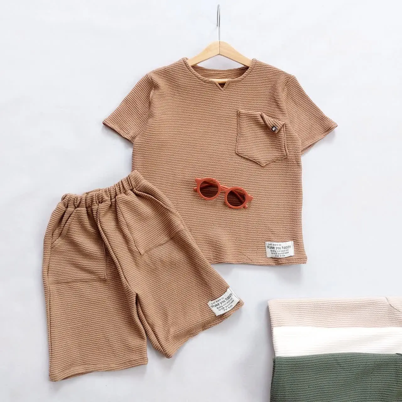 تیشرت شلوارک تک جیب یقه کوبایی 😎
