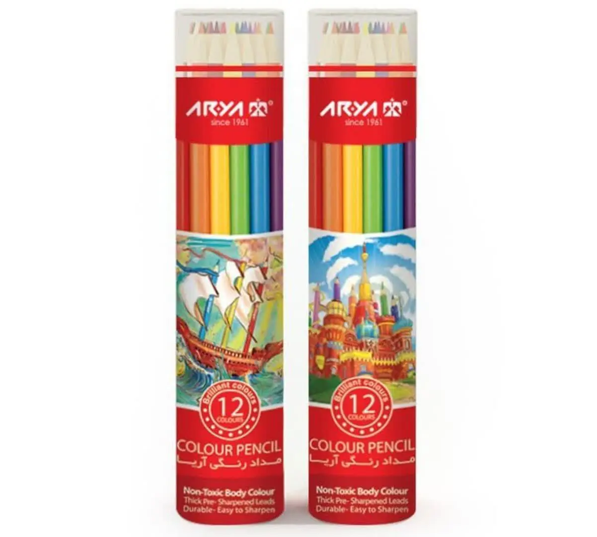 📉 مداد رنگی ۱۲ لوله ای آریا