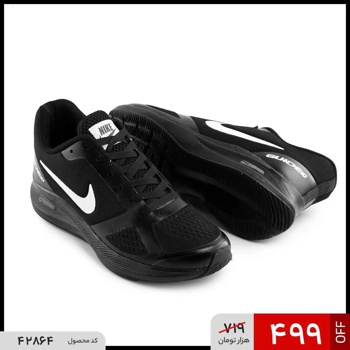 🔺کفش نایک مردانه مشکی بندی چرم مصنوعی
