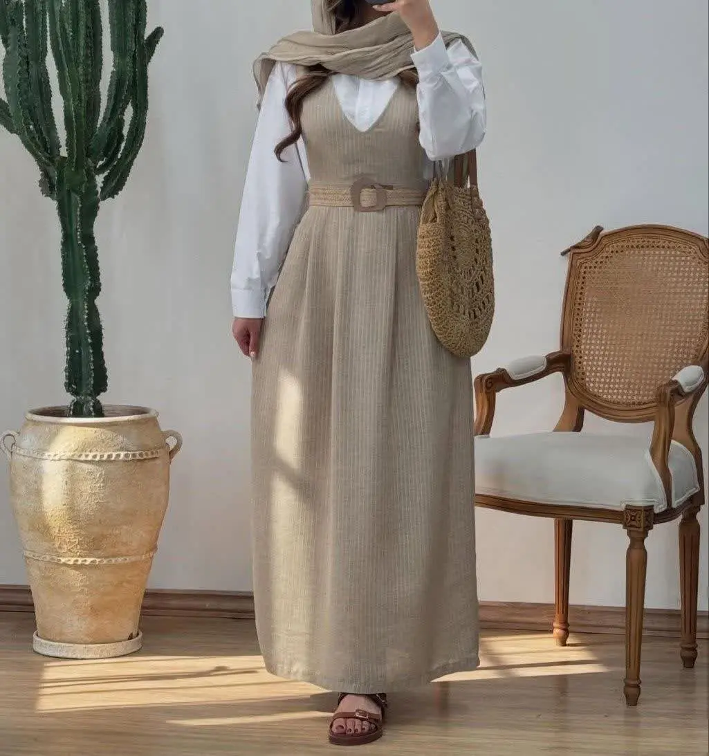 دوتکه ماکسی راه راه همراه ب...