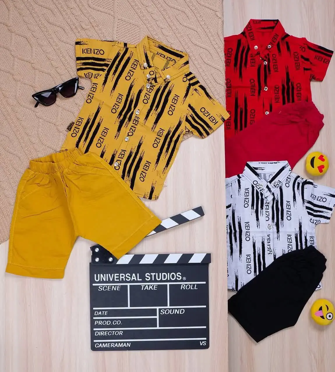 👫پیراهن و شلوارک نخی راه راه KENZO👫
