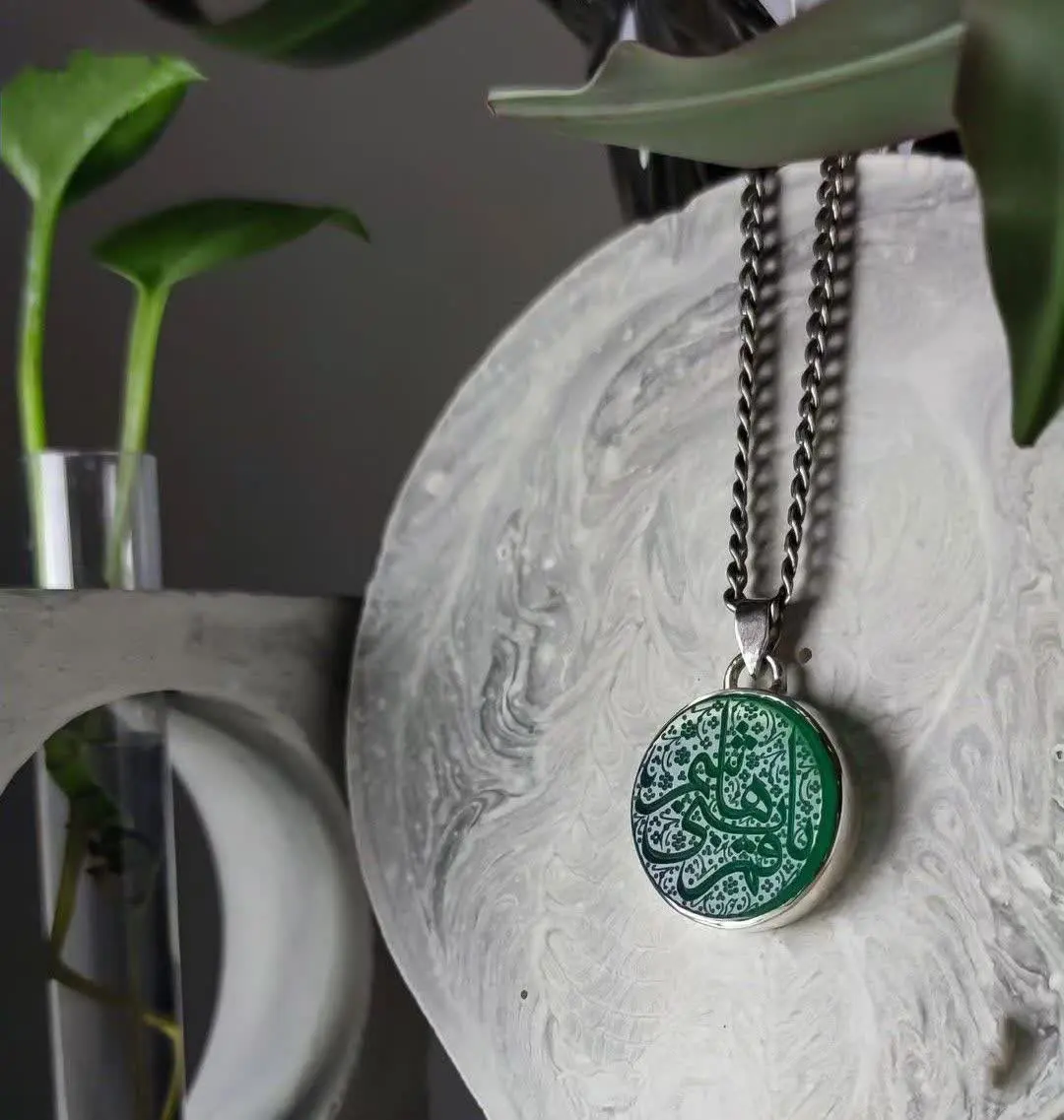مدال زیبای عقیق سبز اصلی