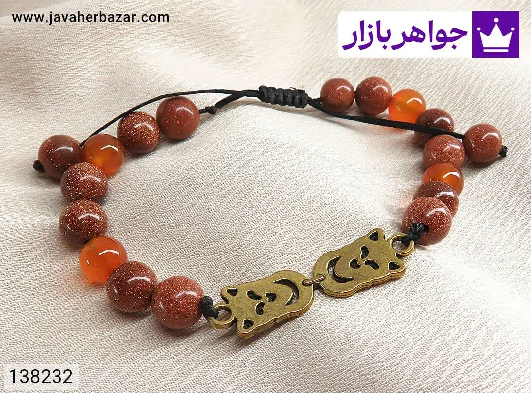 دستبند سنگی دلربا و عقیق طر...