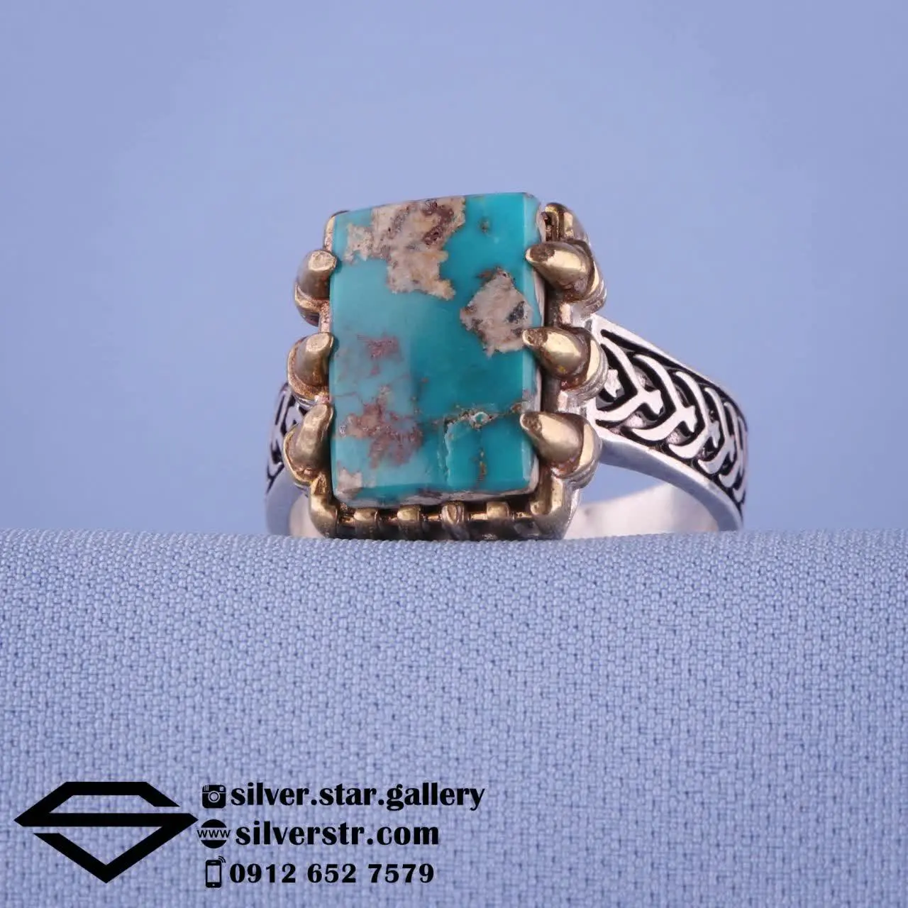 🧿 انگشتر #مردانه فیروزه نیشابوری کد ۸۴۶
