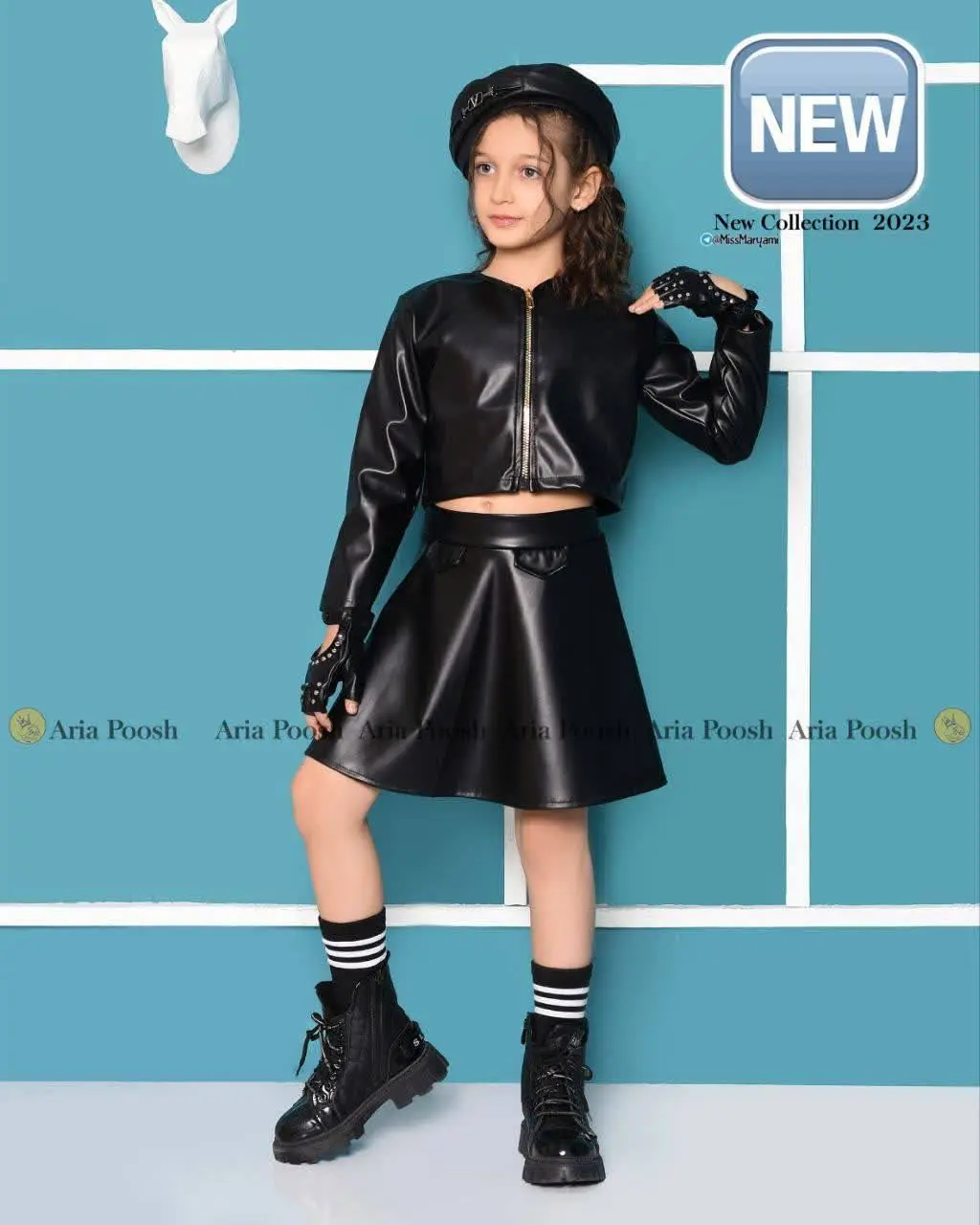 👫کت و دامن جلو زیپ چرم👫
