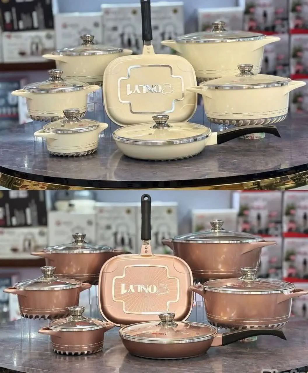 📌سرویس قابلمه چدن داخل گرانیت ۱۷ پارچه onlyon 😍👆
