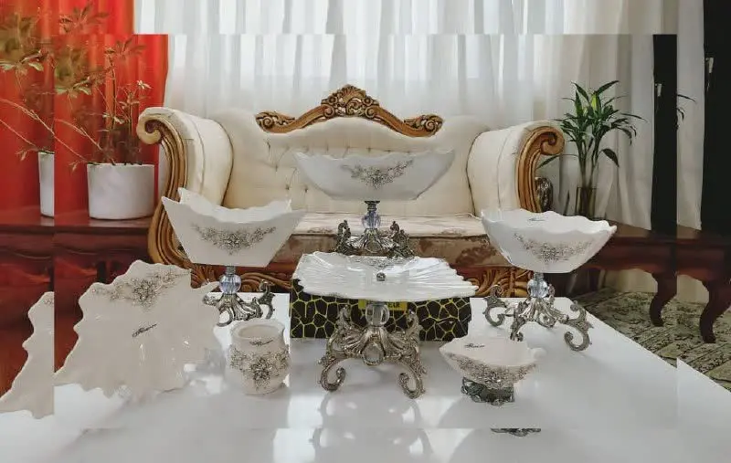 🎀سرویس۴تیکه پذیرایی سیلور طرح ماهایا
