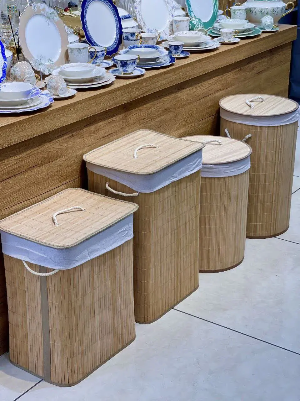 سبد لاندری حصیری بامبو