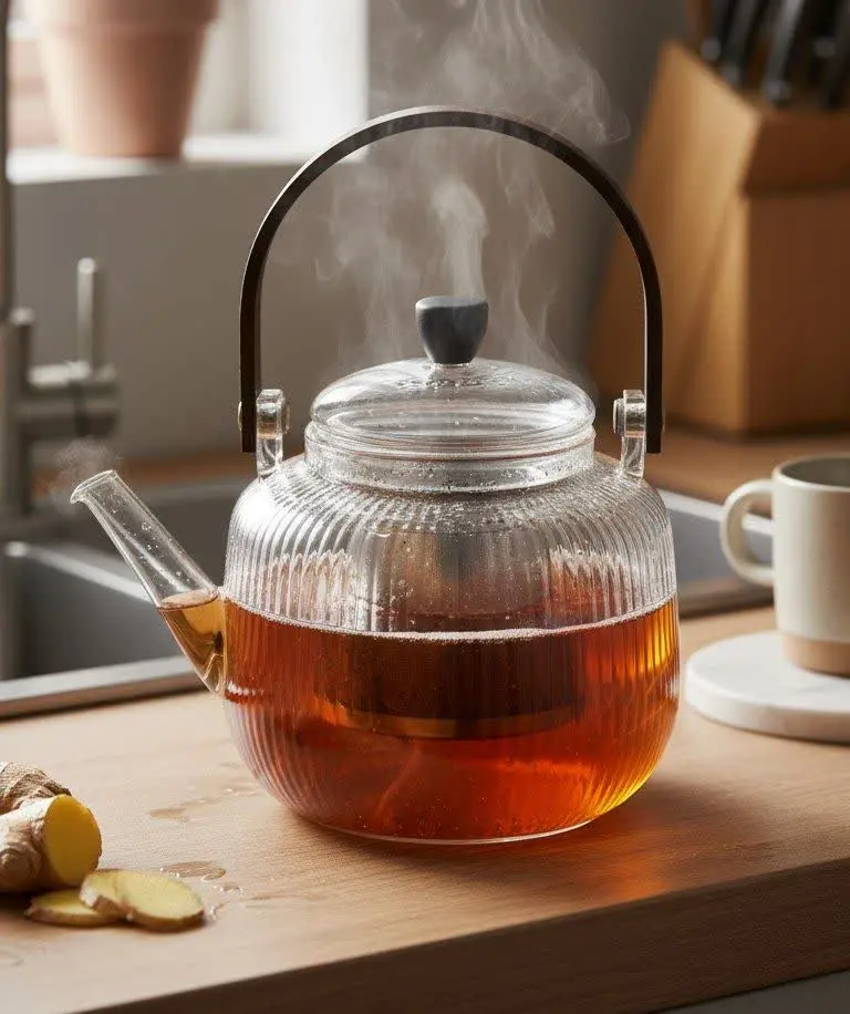 قوری پیرکس شیاردار دسته چوب...