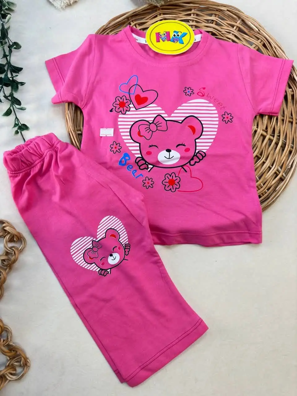 تیشرت شلوارک خرس و قلب نوزادی و کودک کد ۱۱۰۱۶ 
