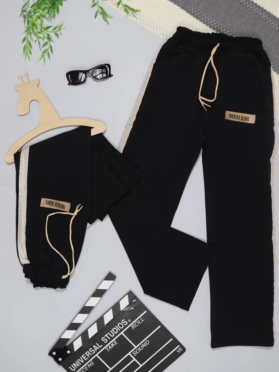 👫شلوار مشکی بغل نوار حصیری👫