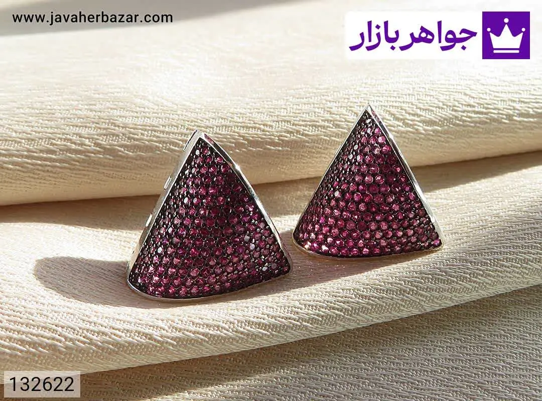 گوشواره نقره مثلثی رنگی لوک...