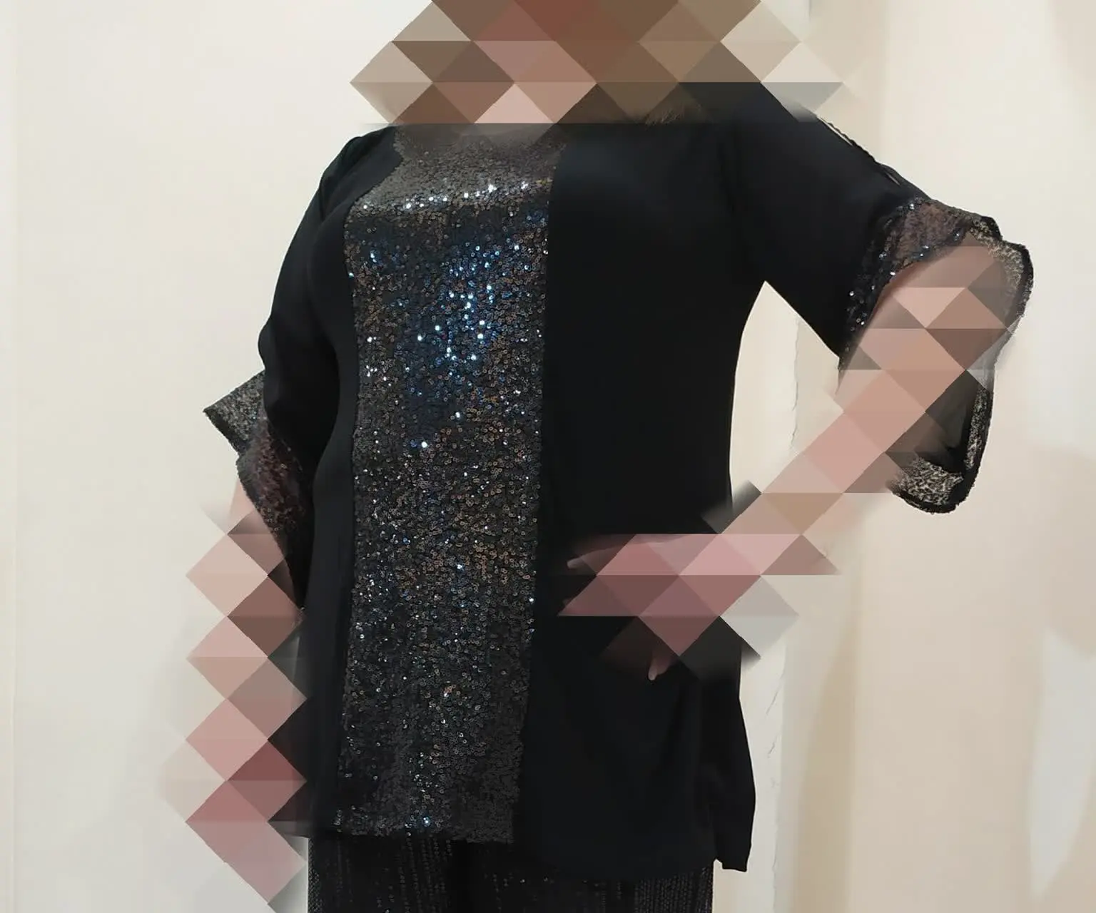 😍استر پاناما و آستین‌ها حریر کره 
