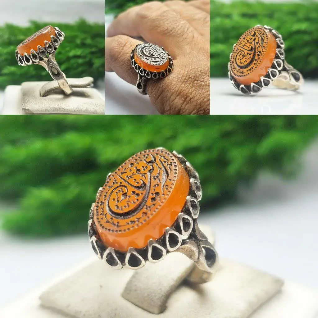 💎انگشتر عقیق پرتقالی یمن اص...