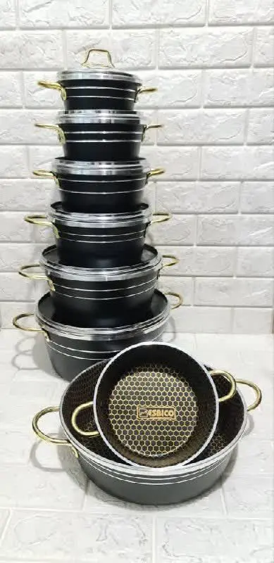 ✅سرویس ۱۴پارچه داخل زنبوری گلدونی دسته فلزی
