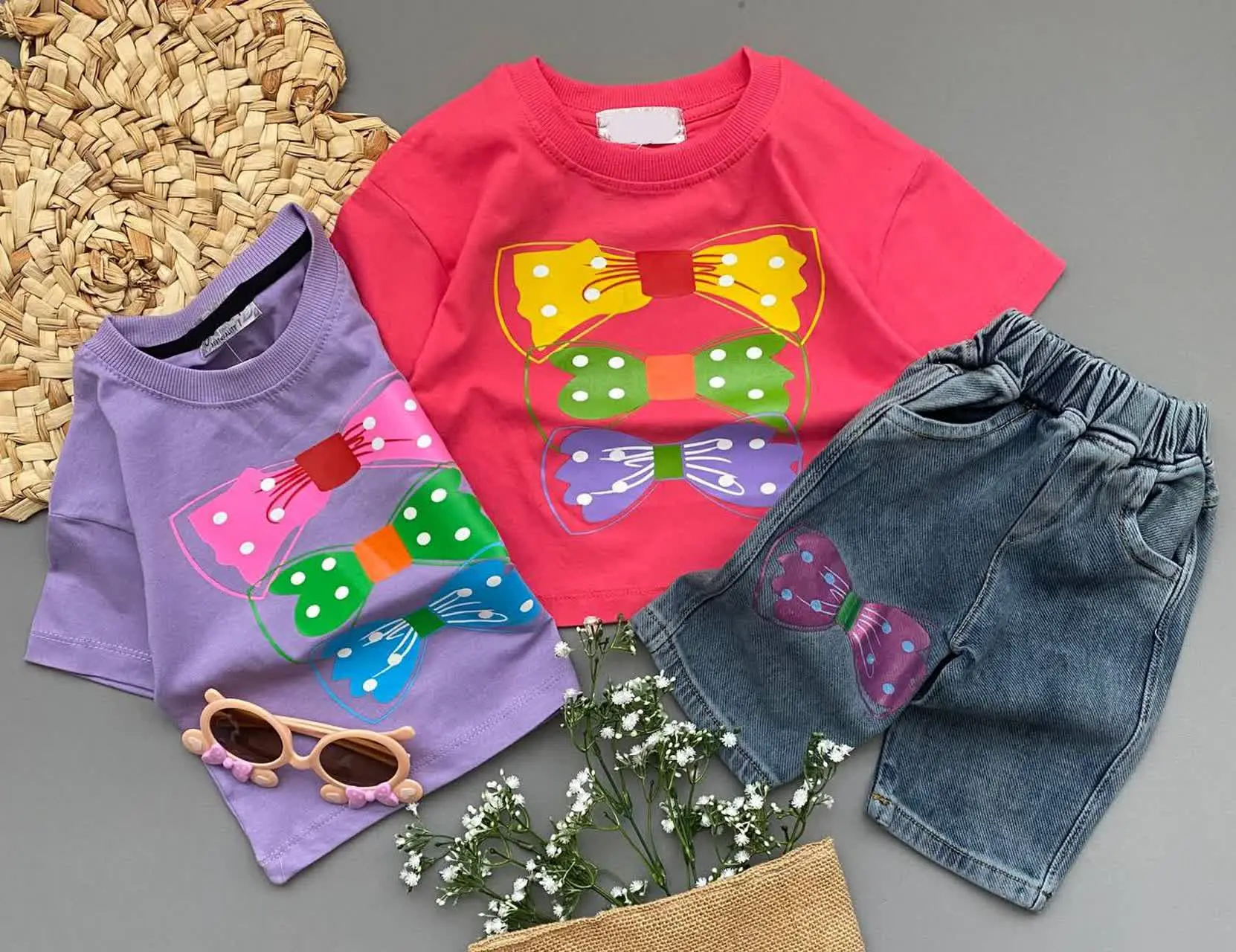 🔮ست تیشرت شلوارک دخترانه پاپیون🔮
