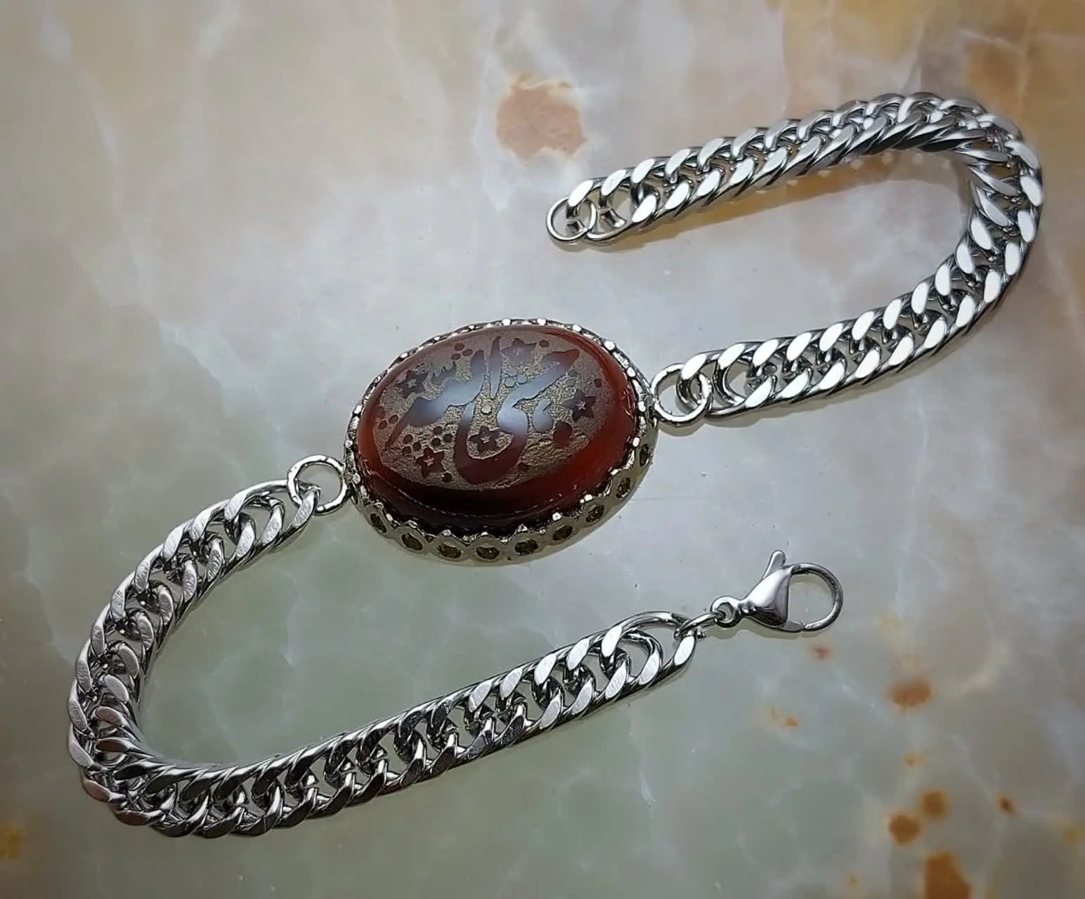 دستبند هیئتی عقیق قهوه ای ح...