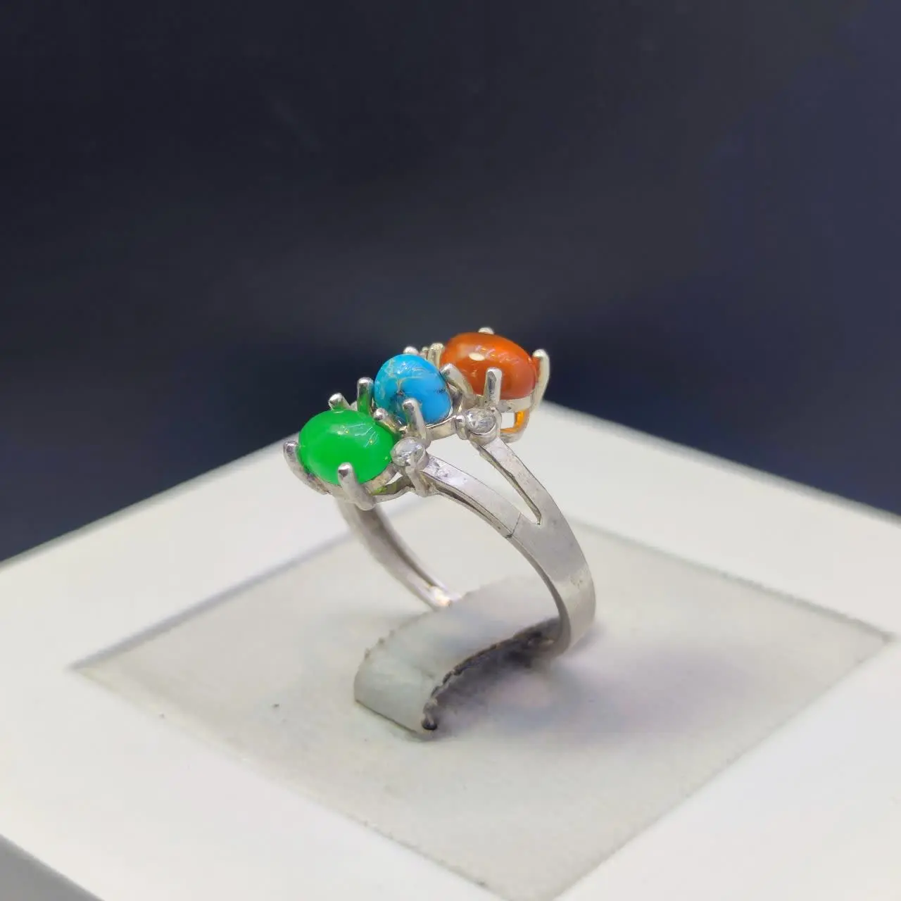 #انگشتر #نقره زنانه سه نگینه 
